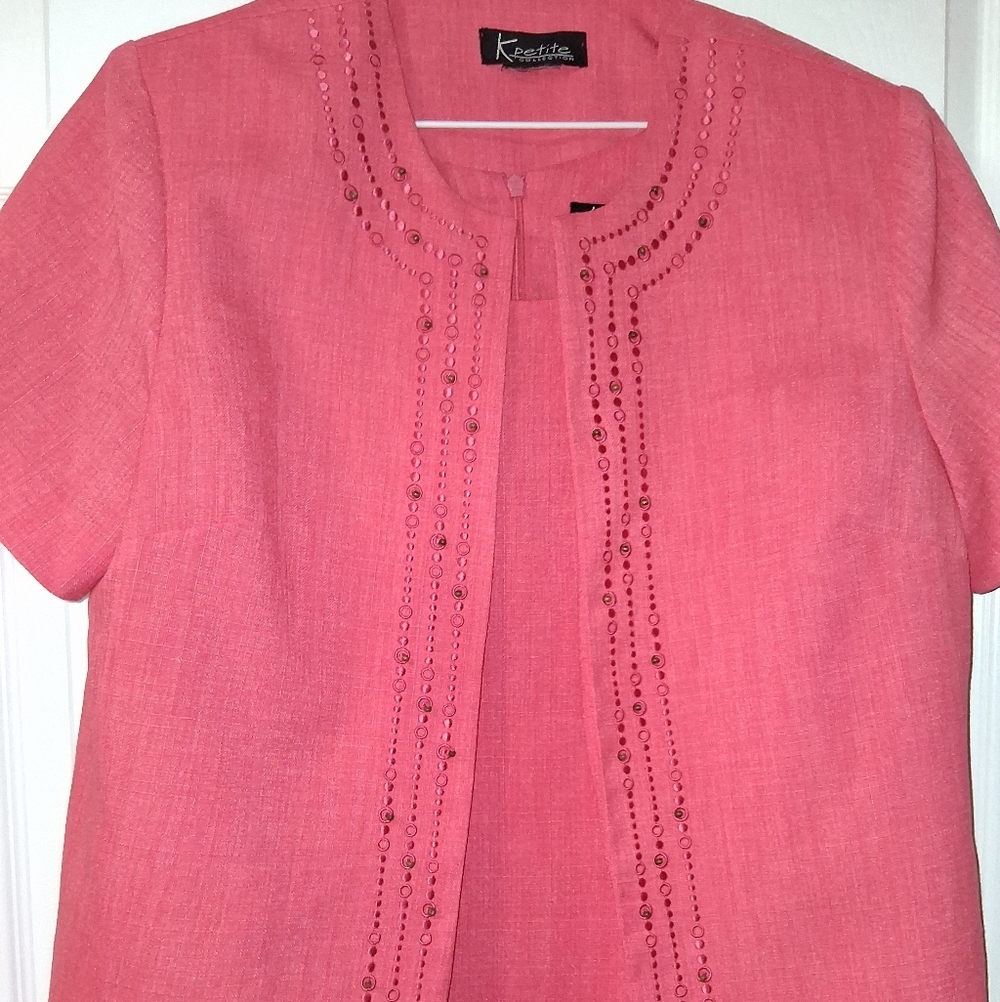 Embellished Pink Short Sleeve Jacket & Dress
